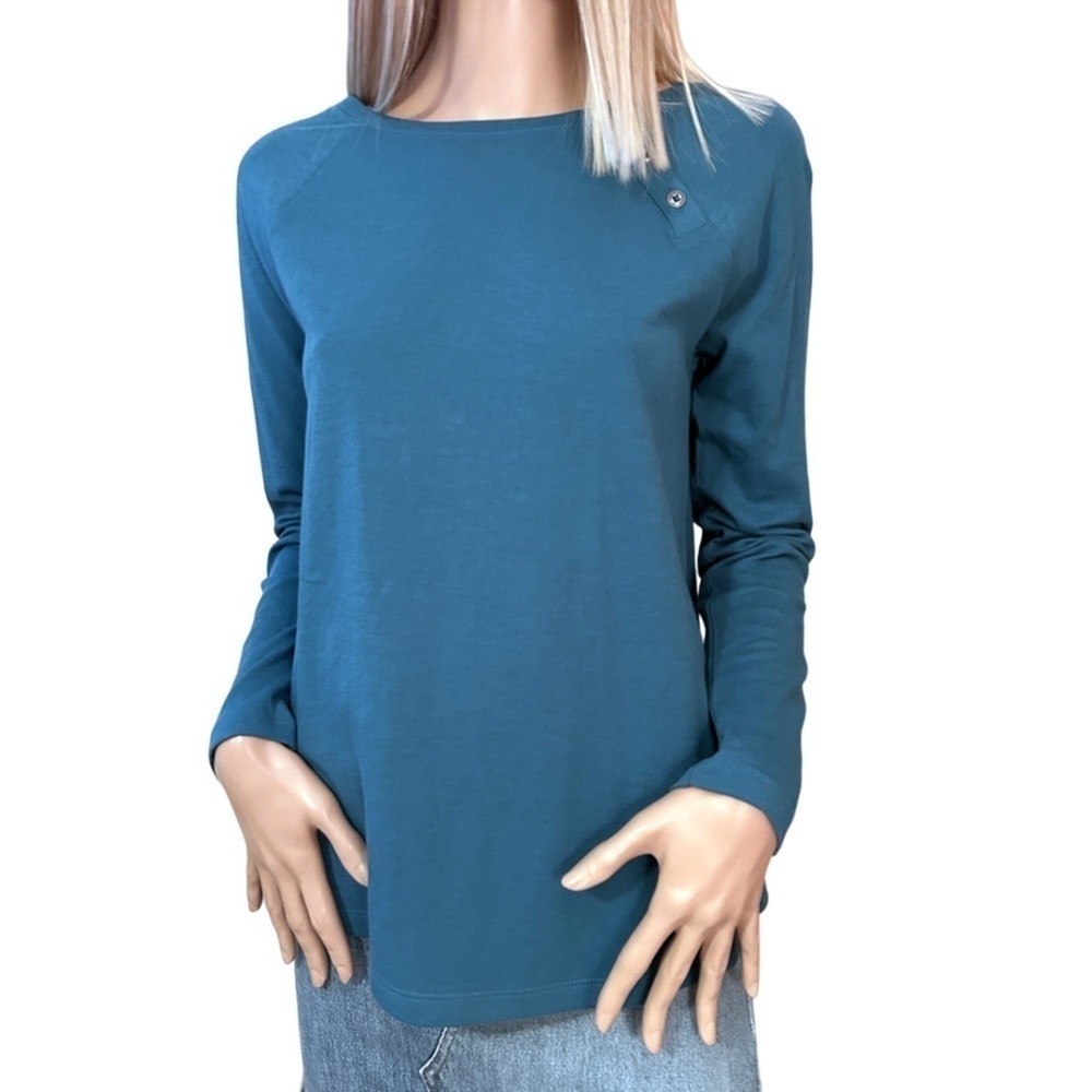 J. Jill Pullover Top Sweater Shirt Tank Cotton Cadet Blue Boat Neck XS-S